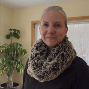 Steve Madden Black and Gray Faux Fur Infinity Scarf